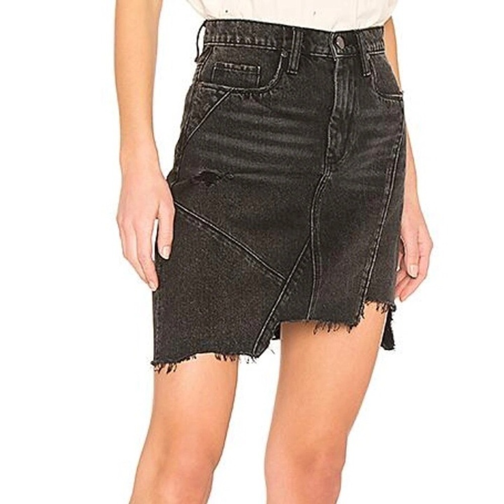 BLANK NYC High Rise Asymmetric Skirt In Black Ice, Size 27